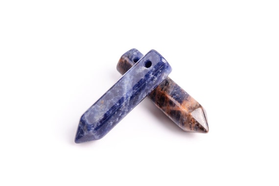 2 Pcs 32x8mm Blue Sodalite Beads Healing Hexagonal Pointed Grade Aa Genuine Natural Gemstone Bulk Lot Options (117431-3988)