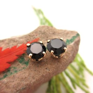 Black Spinel Earrings: Solid 14k Gold, Platinum, or Sterling Silver Studs | Everyday Jewelry for Men or Women | Made in Oregon | Natural genuine Spinel jewelry. Buy handcrafted artisan men's jewelry, gifts for men.  Unique handmade mens fashion accessories. #jewelry #beadedjewelry #beadedjewelry #shopping #gift #handmadejewelry #jewelry #affiliate #ad