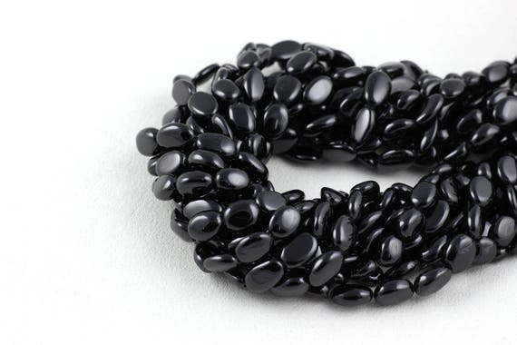 3 Strand Black Spinel Oval Beads Size 7x10-8x12 Mm Approx 13 Inch Long,black Spinel,natural Stone,wholesale,best Price Oval Spinel Beads