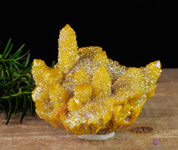 Aura Quartz Sunshine Yellow - Large - Rainbow Quartz Crystal, Crystal Cluster, Spirit Quartz, Metaphysical, Crystal Decor, R0615