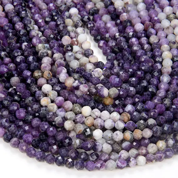 3mm Natural Purple Sugilite Gemstone Grade A Micro Faceted Round Beads 15 Inch Full Strand Bulk Lot 1,2,6,12 And 50 (80009275-p28)