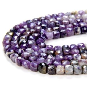 Shop Sugilite Beads! 4MM Natural Sugilite Gemstone Grade AA Micro Faceted Cube Loose Beads 15 inch Full Strand (80009273-P47) | Natural genuine faceted Sugilite beads for beading and jewelry making.  #jewelry #beads #beadedjewelry #diyjewelry #jewelrymaking #beadstore #beading #affiliate #ad