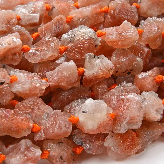 8x11mm Natural Sunstone Gemstone Grade Aaa Rough Nugget Chunks Loose Beads Bulk Lot 1,2,6,12 And 50 (d114)