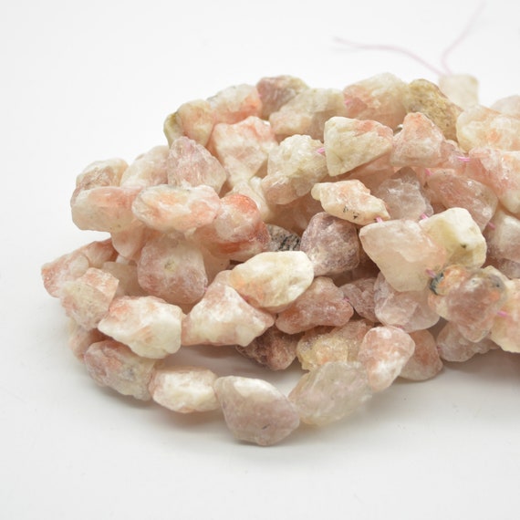 Raw Natural Sunstone Semi-precious Gemstone Chunky Nugget Beads - 13mm - 15mm X 15mm - 18mm - 15" Strand
