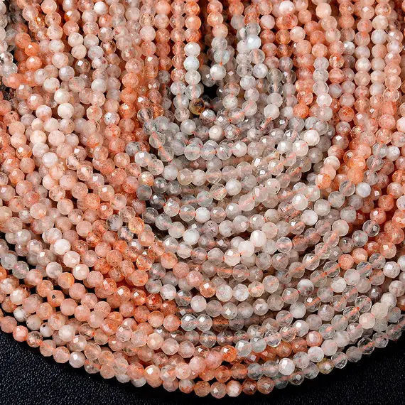 4mm Natural Arusha Sunstone Gemstone Grade Aaa Micro Faceted Round Beads 15.5 Inch Full Strand Bulk Lot 1,2,6,12 And 50 (80009384-p29)