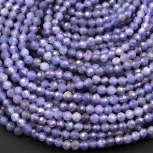 Shop Faceted Gemstone Beads! Faceted Natural Tanzanite Round Beads 2mm 3mm 4mm 5mm Micro Laser Cut Real Genuine Gemstone 15.5" Strand | Natural genuine faceted Gemstone beads for beading and jewelry making.  #jewelry #beads #beadedjewelry #diyjewelry #jewelrymaking #beadstore #beading #affiliate #ad