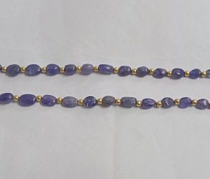 Shop Tanzanite Necklaces! 197 cts Heated Tanzanite Smooth Tumble 20" Gemstone Beaded Necklace with Metal Balls/Tanzanite Necklace/Beaded Necklace/Blue Beads | Natural genuine Tanzanite necklaces. Buy crystal jewelry, handmade handcrafted artisan jewelry for women.  Unique handmade gift ideas. #jewelry #beadednecklaces #beadedjewelry #gift #shopping #handmadejewelry #fashion #style #product #necklaces #affiliate #ad