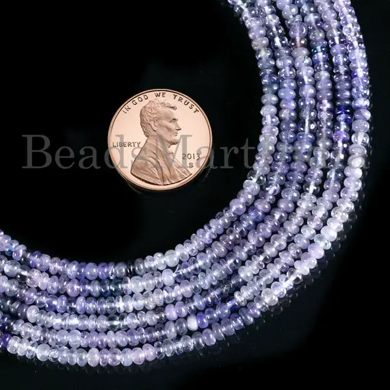 Shaded Tanzanite Beads, 2.50-3.50 Mm Tanzanite Smooth Beads, Tanzanite Rondelle Beads, Tanzanite Gemstone Beads, Tanzanite Smooth Rondelle