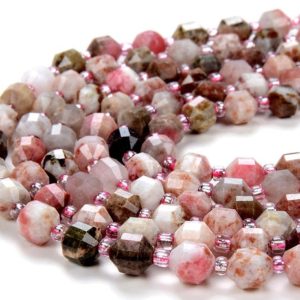 6mm Natural Thulite Gemstone Grade A Faceted Prism Double Point Cut Loose Beads (d212)