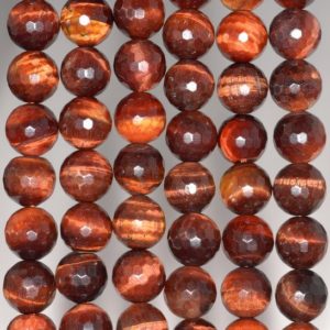Shop Tiger Eye Faceted Beads! 8MM Red Tiger Eye Gemstone Faceted Round Loose Beads 7 inch Half Strand (80002037 H-A63) | Natural genuine faceted Tiger Eye beads for beading and jewelry making.  #jewelry #beads #beadedjewelry #diyjewelry #jewelrymaking #beadstore #beading #affiliate #ad