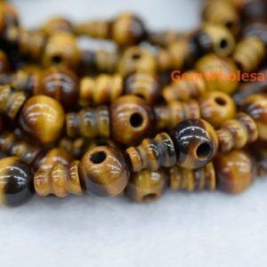 Shop Tiger Eye Bead Shapes! 5 SETS Yellow tiger eye 3 hole beads,T-Beads Set, Guru Beads, Prayer Beads, Mala Making Cones Beads, T hole set, big hole beads | Natural genuine other-shape Tiger Eye beads for beading and jewelry making.  #jewelry #beads #beadedjewelry #diyjewelry #jewelrymaking #beadstore #beading #affiliate #ad