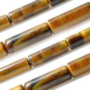Shop Tiger Eye Bead Shapes! Yellow Tiger Eye Beads, Natural Gemstone Beads, Tube Stone Beads, Smooth Spacer Beads, 4x13mm | Natural genuine other-shape Tiger Eye beads for beading and jewelry making.  #jewelry #beads #beadedjewelry #diyjewelry #jewelrymaking #beadstore #beading #affiliate #ad