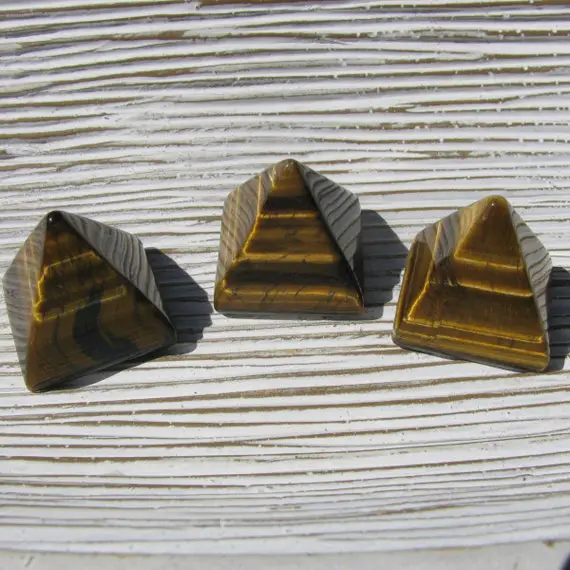 Tiger Eye Stone Pyramids For Courage And Protection, Golden Tigers Eye Pyramid For Grounding, Root And Sacral Chakra Stone, Good Luck Stone