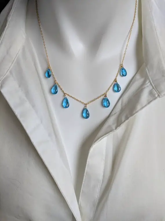 Swiss Blue Topaz Necklace. Your Choice Of Gold Filled, Rose Gold Filled Or Sterling Silver