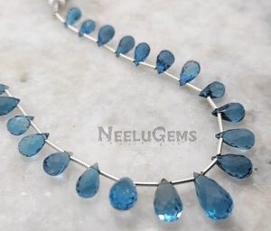 Shop Topaz Bead Shapes! 50%OFF Natural Beautiful London  Blue Topaz Drops Strand | London Blue Topaz Drops Strand | Amazing Quality Of London Blue Topaz Strand | Natural genuine other-shape Topaz beads for beading and jewelry making.  #jewelry #beads #beadedjewelry #diyjewelry #jewelrymaking #beadstore #beading #affiliate #ad