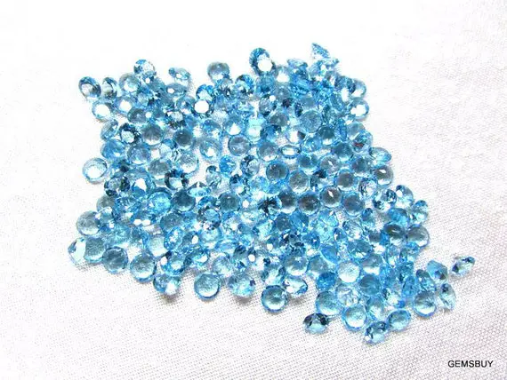 10 Pieces 3.5mm Swiss Blue Topaz Round Faceted Aaa Quality Gemstone, Swiss Blue Topaz Faceted Round, Blue Topaz Faceted Round Loose Gemstone