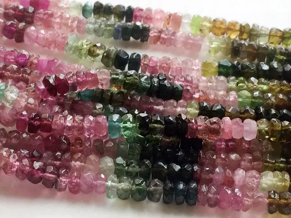 4-4.5mm Multi Tourmaline Faceted Rondelle Beads, Multi Tourmaline For Necklace, Multi Tourmaline Beads, 13 Inch Strand - Ram13