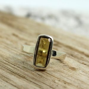 Shop Tourmaline Rings! Nice!!!…Tourmaline ring slim long rectangle cut stone golden yellow Tourmaline set on 925 sterling silver unisex ring solid silver ring | Natural genuine Tourmaline rings, simple unique handcrafted gemstone rings. #rings #jewelry #shopping #gift #handmade #fashion #style #affiliate #ad