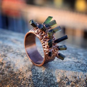Thorns Multi Tourmaline Pencil Stone Ring  Statement Ring  Gemstone Ring  Copper Ring  Stackable Ring  Rings For Women  Antique Rings | Natural genuine Gemstone rings, simple unique handcrafted gemstone rings. #rings #jewelry #shopping #gift #handmade #fashion #style #affiliate #ad