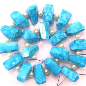 Shop Turquoise Chip & Nugget Beads! Beautiful 1 Strand Turquoise Gemstone, 19 Pieces Nuggets Shape Faceted Beads, 8×13-10×14 Mm Blue Turquoise, making Jewelry Wholesale Price | Natural genuine chip Turquoise beads for beading and jewelry making.  #jewelry #beads #beadedjewelry #diyjewelry #jewelrymaking #beadstore #beading #affiliate #ad