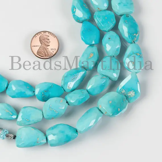 Rare Sleeping Beauty Turquoise Beads, Sleeping Beauty Turquoise Faceted Beads, Turquoise Nuggets Shape Beads, Natural Turquoise Gemstone