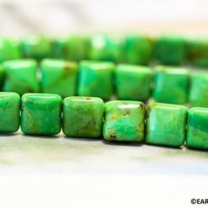 Shop Turquoise Bead Shapes! M / Green Arizona Turquoise 8x8mm / 10x10mm / 12x12mm Flat Square Loose Beads 15.5" Strand Stabilized Green Turquoise Beads For Jewelry Making | Natural genuine other-shape Turquoise beads for beading and jewelry making.  #jewelry #beads #beadedjewelry #diyjewelry #jewelrymaking #beadstore #beading #affiliate #ad