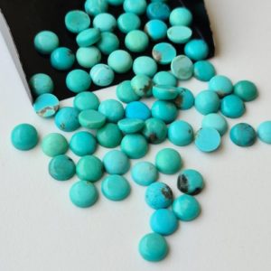Shop Turquoise Round Beads! 7-8mm American Turquoise Plain Round Cabochons, Loose Natural Turquoise Flat Back Cabochons For Jewelry (5Pc To 10Pcs Options) – PKSG152 | Natural genuine round Turquoise beads for beading and jewelry making.  #jewelry #beads #beadedjewelry #diyjewelry #jewelrymaking #beadstore #beading #affiliate #ad