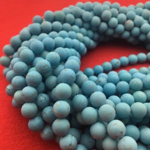Shop Turquoise Round Beads! Blue Turquoise Matte Round Beads 4mm 6mm 8mm 10mm 12mm 15.5" Strand | Natural genuine round Turquoise beads for beading and jewelry making.  #jewelry #beads #beadedjewelry #diyjewelry #jewelrymaking #beadstore #beading #affiliate #ad