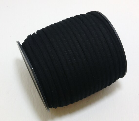 1/4" Quadruple Fold Stretch Lycra Cord Stitched Without Reinforcement In Black (5 Yds) 0250qtst - Jacket Cord; Handbags; Sewing
