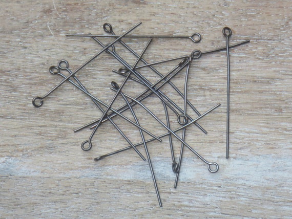 1.5" Gunmetal Loop Headpins, 22g, Headpins-20pcs, Head Pins, Ring, Eye Headpins