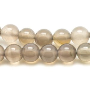 Shop Agate Bead Shapes! Fil 39cm 36pc environ – Perles Pierre Agate Grise Boules 10mm | Natural genuine other-shape Agate beads for beading and jewelry making.  #jewelry #beads #beadedjewelry #diyjewelry #jewelrymaking #beadstore #beading #affiliate #ad