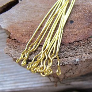 Shop Head Pins & Eye Pins! 10 Gold Pure Brass, Little Spirals Headpins 20gauge, Gold Head Pins Eye Pins. Hand Crafted Artisan Jewelry Findings.Wave Sticks for Earrings | Shop jewelry making and beading supplies, tools & findings for DIY jewelry making and crafts. #jewelrymaking #diyjewelry #jewelrycrafts #jewelrysupplies #beading #affiliate #ad