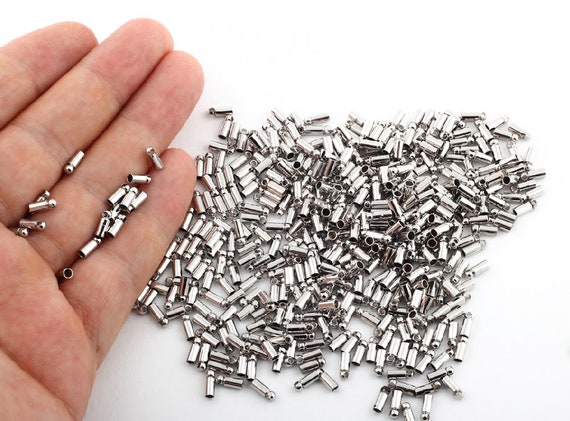 10 Pcs Inner 2.5x7mm Silver Bead Caps, Cord End, Cord Tip , Solid End Cap Slvr-46