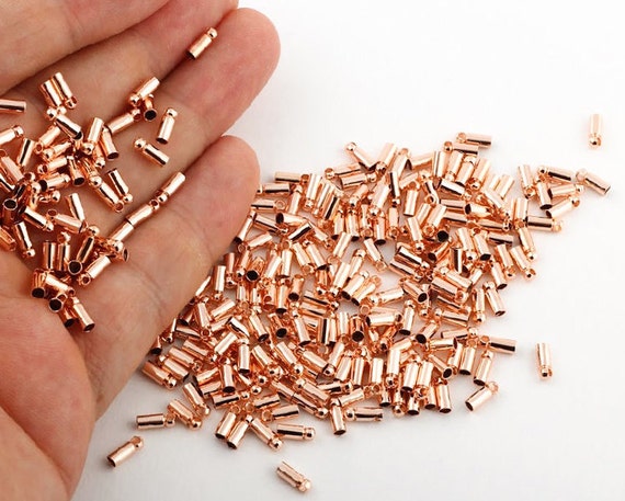 10 Pcs Inner 2.5x7mm Rose  Gold Bead Caps, Cord End, Cord Tip , Solid End Cap-rsgld-85