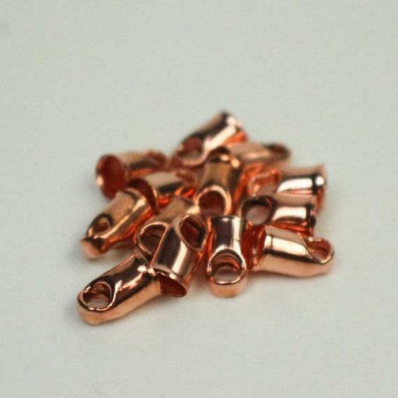 Bright Copper Plated Cord End Tips Cap For 2.8mm Chain / Cord 10 Pcs - Bulk Pack