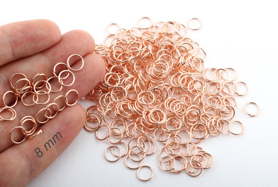 100 Pcs 8mm  Rose Gold Plated Jump Rings, Tiny Jump Ring Connectors, Rose Gold Plated Connector, Rose Gold Plated Findings-rsgld-91