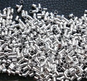 Shop Crimp Beads! 1000 Sterling silver plated 2x1mm tube shaped crimp beads FPS001B | Shop jewelry making and beading supplies, tools & findings for DIY jewelry making and crafts. #jewelrymaking #diyjewelry #jewelrycrafts #jewelrysupplies #beading #affiliate #ad