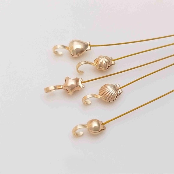 14k Gold Plated Clamshell Bead Tips, Jewelry Making Supplies