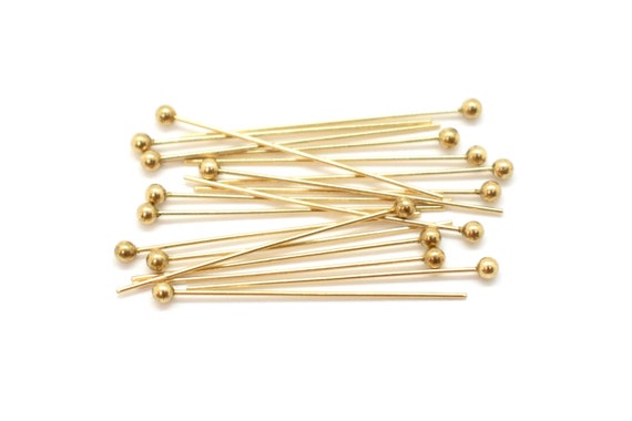 14k Gold Filled Head Pins With Ball 10 Pcs 24 Gauge, 1 Inches Simple Head Pins For Jewelry Making, Wholesale Jewelry Supplies