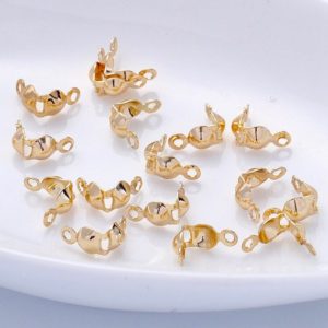 Shop Crimp Beads! 14K Gold Plated Bead Tip Clamshells, Fold Over Crimp Bead, Knot Tip Cover Ends, Knot Covers, Connector Beads, Jewellery Findings | Shop jewelry making and beading supplies, tools & findings for DIY jewelry making and crafts. #jewelrymaking #diyjewelry #jewelrycrafts #jewelrysupplies #beading #affiliate #ad