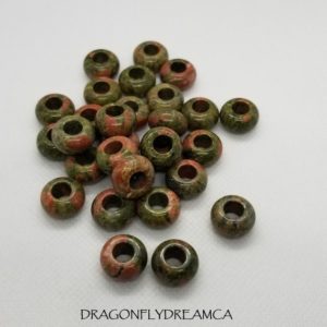 Shop Beads With Large Holes! 4 pcs Natural Unakite Beads, Rondelle, large hole bead, polished, 14x8mm, hole 6mm, macrame hair beard kumihimo jewelry | Shop jewelry making and beading supplies, tools & findings for DIY jewelry making and crafts. #jewelrymaking #diyjewelry #jewelrycrafts #jewelrysupplies #beading #affiliate #ad