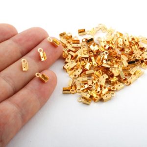 Shop Hemp Jewelry Making Supplies! 30 Pcs 24k Gold Plated Cord Tip, Cord End, Crimp , End , Square End-GLD-105 | Shop jewelry making and beading supplies, tools & findings for DIY jewelry making and crafts. #jewelrymaking #diyjewelry #jewelrycrafts #jewelrysupplies #beading #affiliate #ad