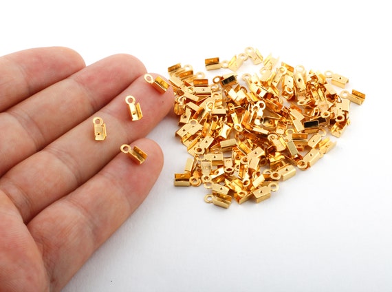30 Pcs 24k Gold Plated Cord Tip, Cord End, Crimp , End , Square End-gld-105