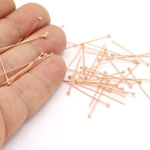 Shop Head Pins & Eye Pins! 30mm Rose Gold Plated Ball Head Pin, Rose Gold Plated Ball Needle, – RSG-852 | Shop jewelry making and beading supplies, tools & findings for DIY jewelry making and crafts. #jewelrymaking #diyjewelry #jewelrycrafts #jewelrysupplies #beading #affiliate #ad