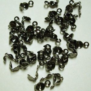 Shop Bead Tips & Knot Covers! 40/100/300 Pcs Gunmetal black Plated 4mm closed clam shell metal bead tips clasp findings FPC379 | Shop jewelry making and beading supplies, tools & findings for DIY jewelry making and crafts. #jewelrymaking #diyjewelry #jewelrycrafts #jewelrysupplies #beading #affiliate #ad