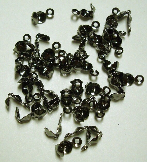 40/100/300 Pcs Gunmetal Black Plated 4mm Closed Clam Shell Metal Bead Tips Clasp Findings Fpc379