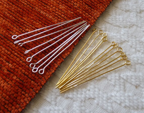 20/50x Eye Head Pins 40mm Gold/silver/copper, Beading Supplies