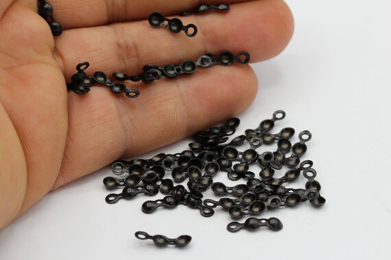 4x13mm Black Plated Crimp Beads , Ball Chain Connectors , Clamshell Bead Tip - Ts486