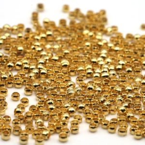 Shop Crimp Beads! Gold,Silver Round Crimp Beads Findings, 2, 2.5, 3, 5mm Stopper Beads, Bracelet and Necklace Beads, 50 Pieces | Shop jewelry making and beading supplies, tools & findings for DIY jewelry making and crafts. #jewelrymaking #diyjewelry #jewelrycrafts #jewelrysupplies #beading #affiliate #ad