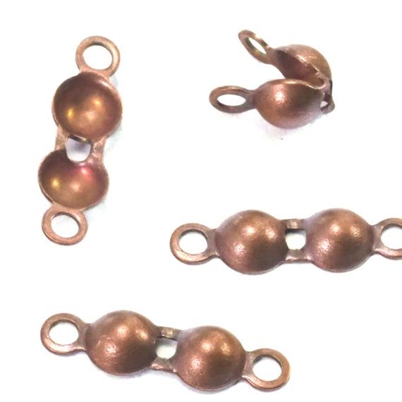 Brass Ball Crimp Bead Tips - Copper Tone Knot Cover (5x17mm) -cs5c-12 1920